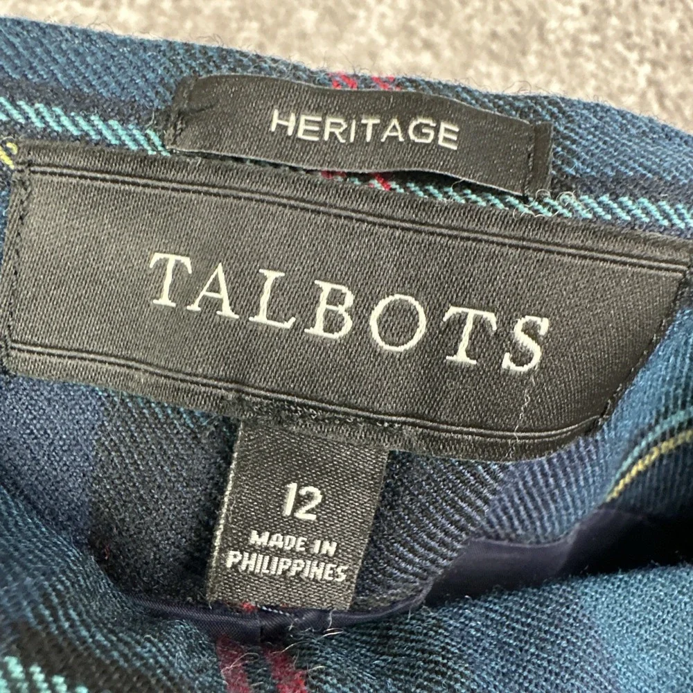 Talbots Heritage Wool Blend Tartan Plaid Cuffed Pants Size 12 Academia‎